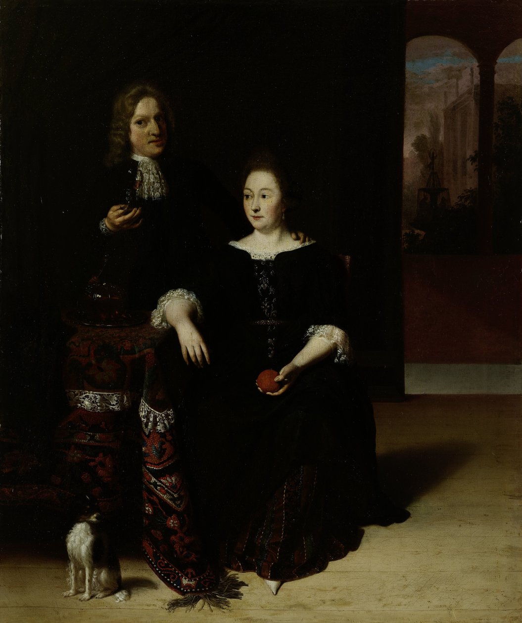 Portret van een vrouw en een man in een interieur door Matthias Wulfraet