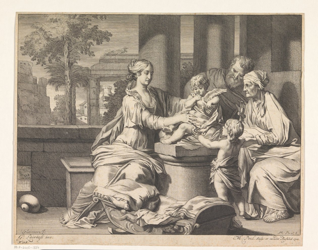 Heilige Familie met Zacharias, Elisabet en Johannes de Doper door Matthijs Pool