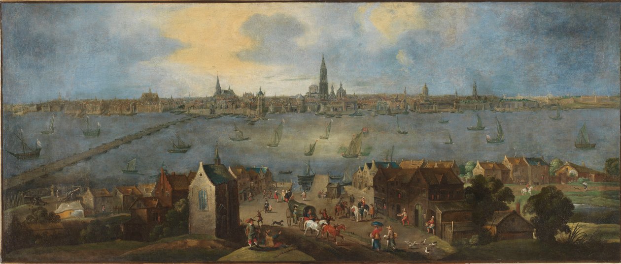 Gezicht op de rede van Antwerpen door Matthijs Schoevaerdts
