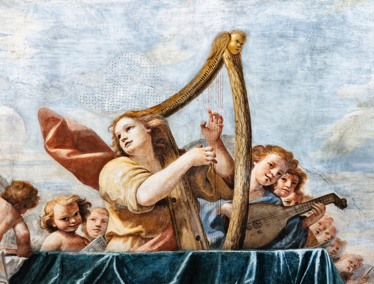 Concerten van Engelen (detail) door Mattia (1613-99) Preti