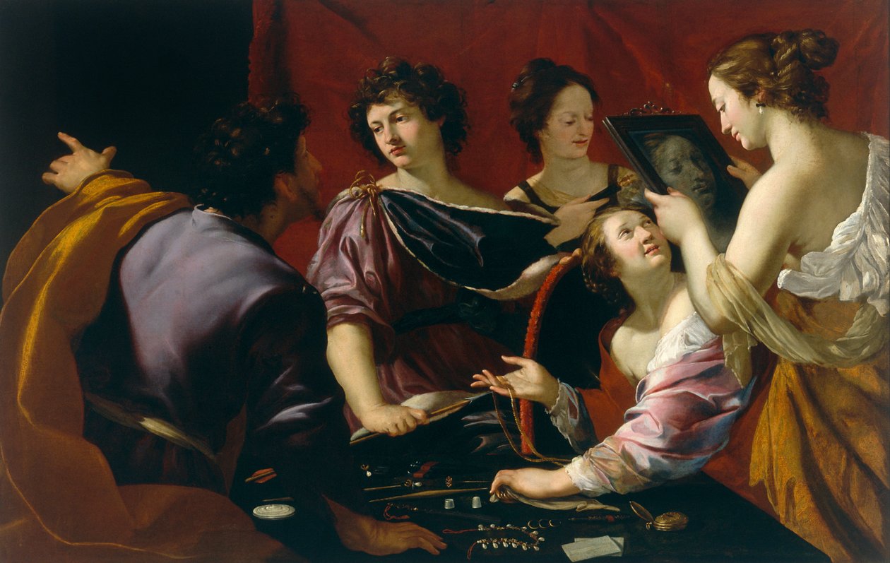 Tasso aan het hof van Ferrara (of Allegorie van de Vijf Zintuigen), detail door Mattia Preti