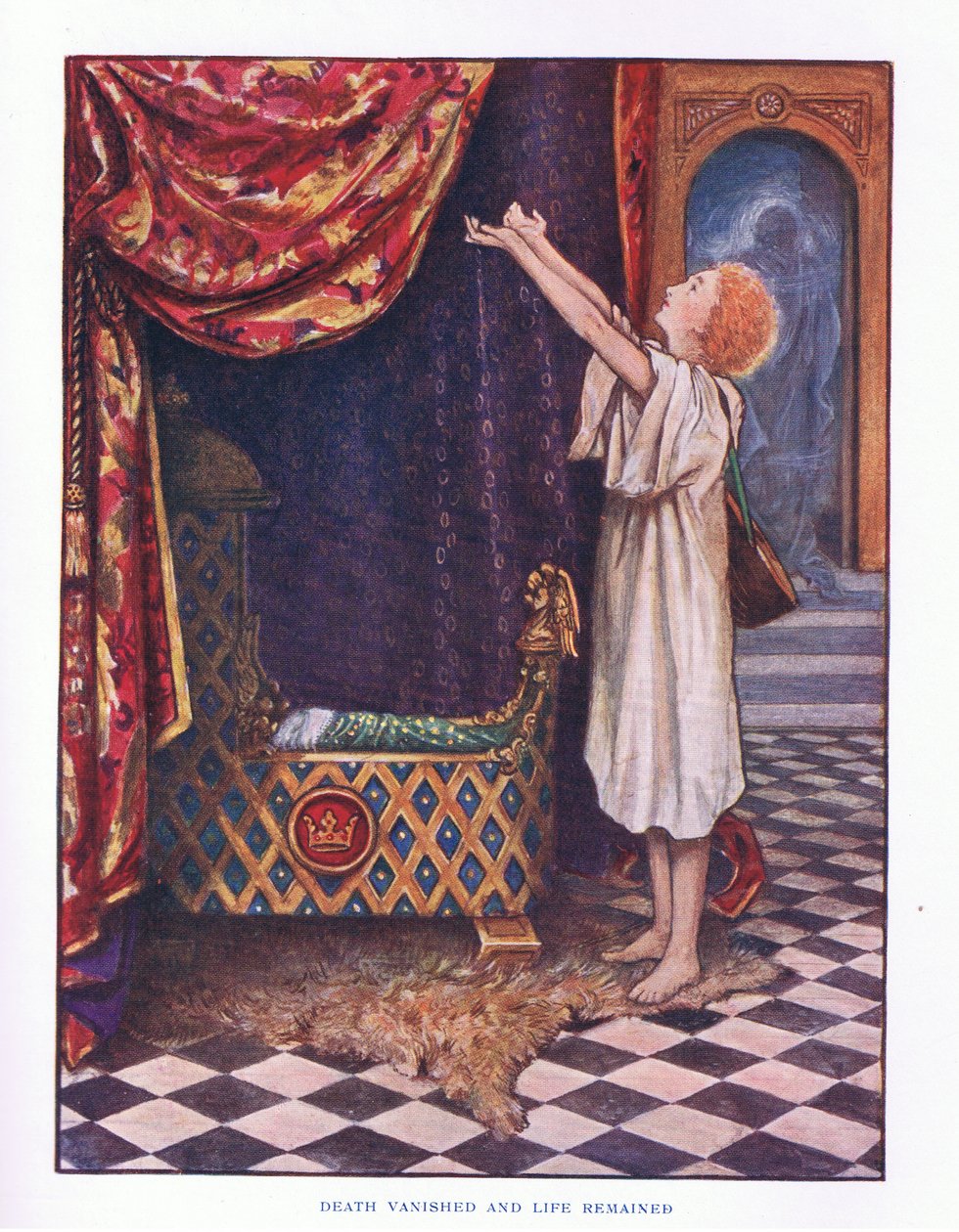De dood verdween en het leven bleef, illustratie uit Lady Anns Sprookjes, 1914 door Maud Tindal Atkinson