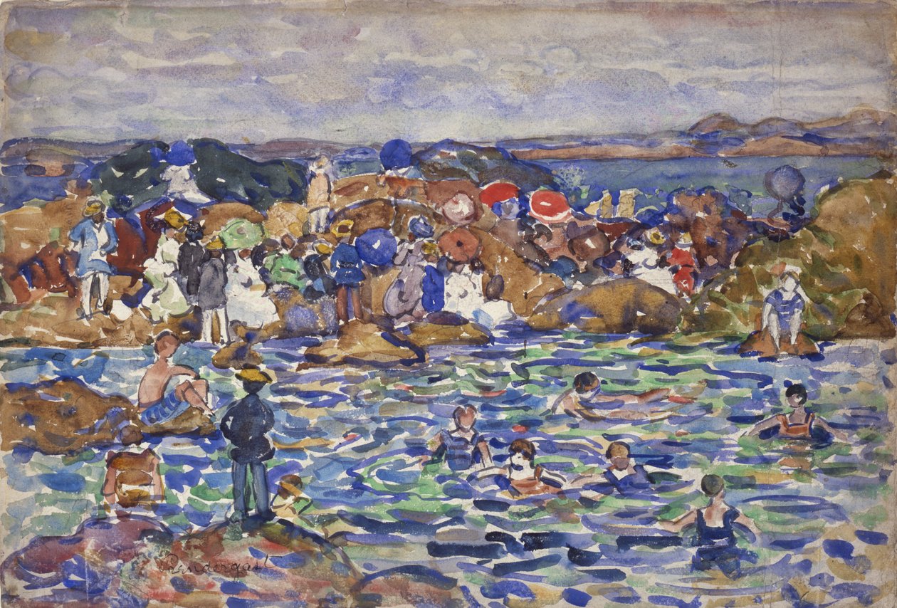 Aan de kust, St. Malo nr. 1, ca. 1907 door Maurice Brazil Prendergast