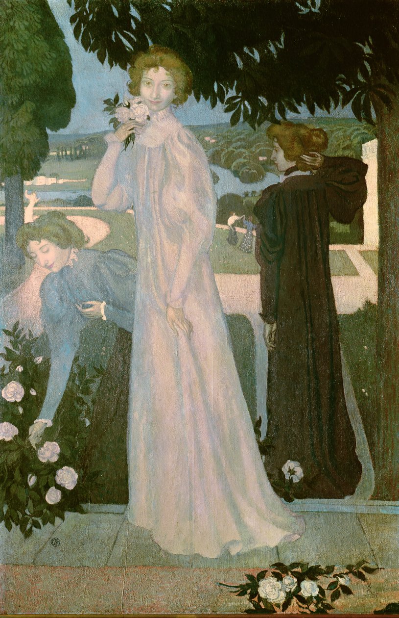 Portret van Mademoiselle Yvonne Lerolle in drie poses, 1897 door Maurice Denis