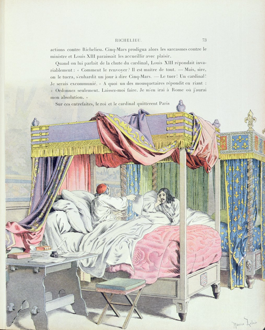 Armand-Jean du Plessis, kardinaal Richelieu (1585-1642) en Lodewijk XIII (1601-1643), illustratie uit een leven van Richelieu door Theodore Camu, 1910 door Maurice Leloir