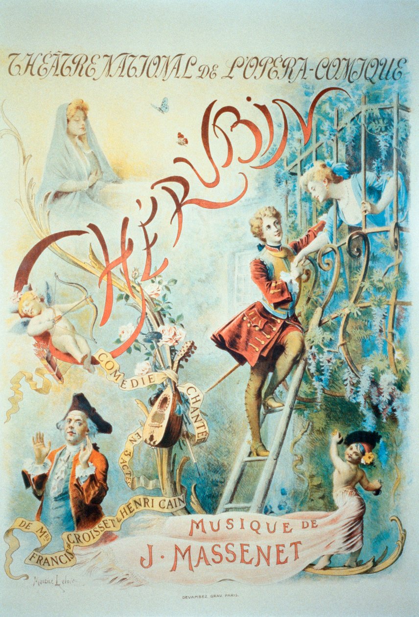 Cherubin, opera van Jules Massenet (12 mei 1842 - 13 augustus 1912) door Maurice Leloir