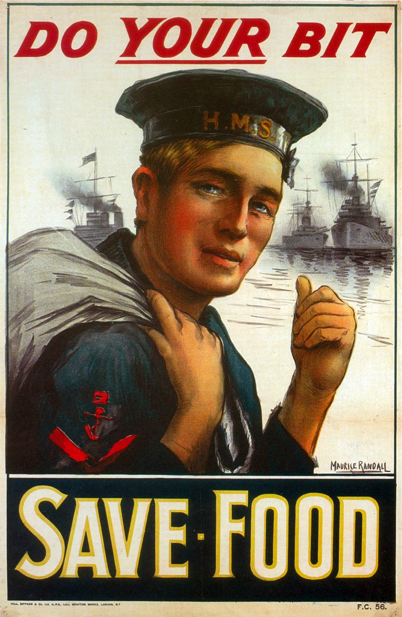 WW1 Poster die oproept om je steentje bij te dragen - Bespaar voedsel 1917 door Maurice Randall