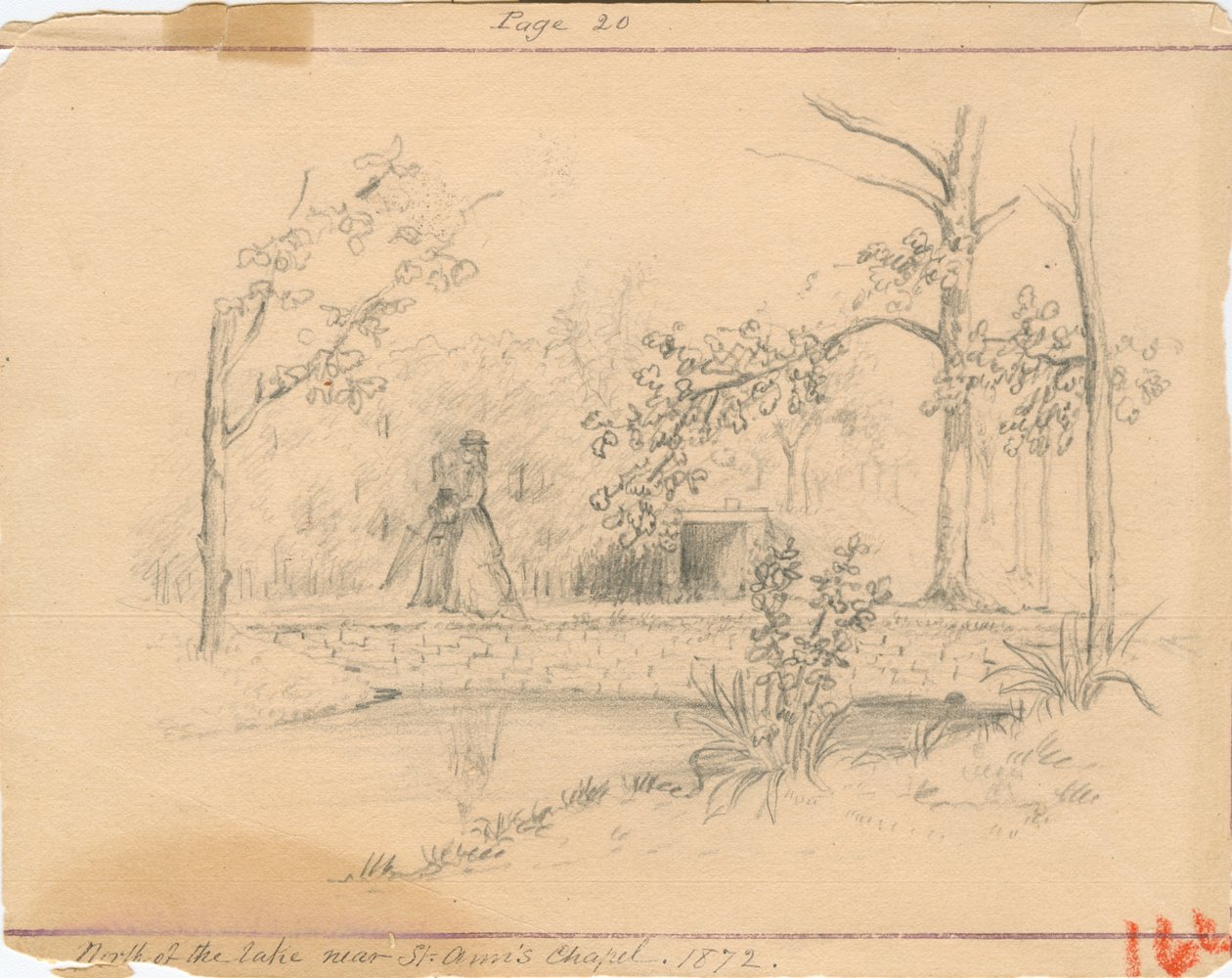 Bij de eerste St. Annakapel op het terrein van de Zusters van Voorzienigheid van Saint Mary-of-the-Woods door Maurice Schnell