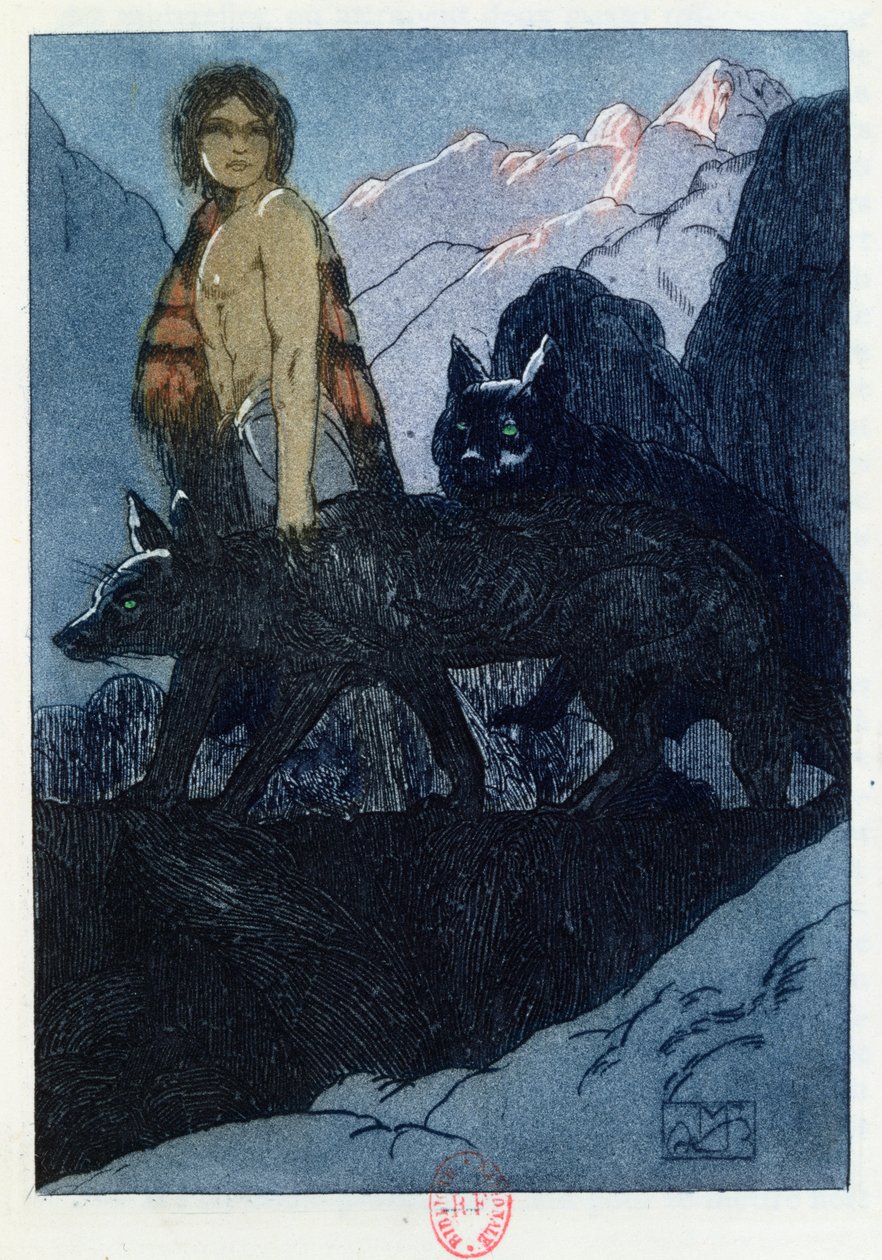Mowgli en de wolven, illustratie uit 