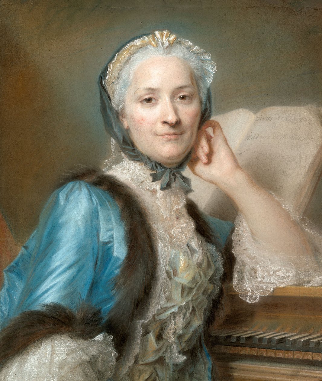 Portret van Madame Anne-Jeanne Cassanéa de Mondonville, née Boucon (1708-1780) door Maurice-Quentin de La Tour