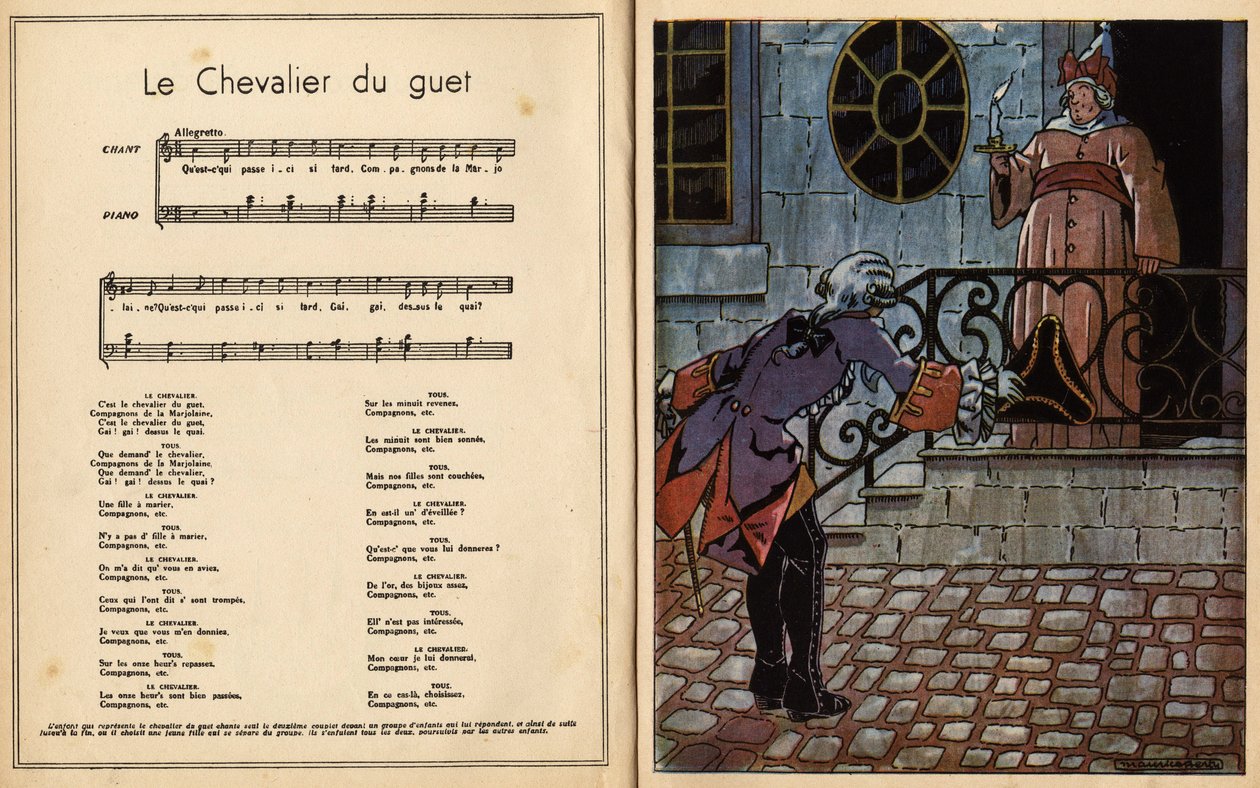 De ridder van de wacht (kinderlied) (gravure) door Maurice Berty