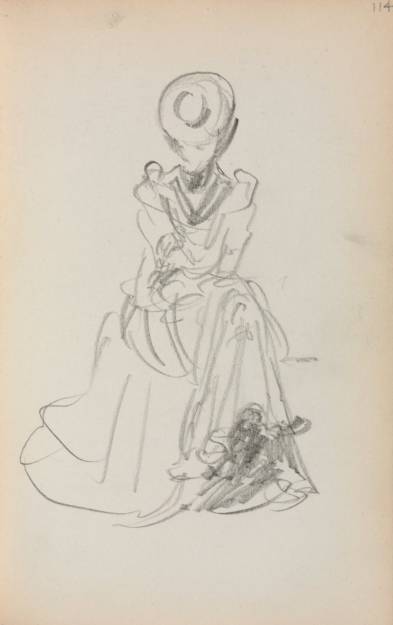 Italiaans schetsboek: Zittende vrouw pagina 114, 1898-1899 door Maurice Brazil Prendergast