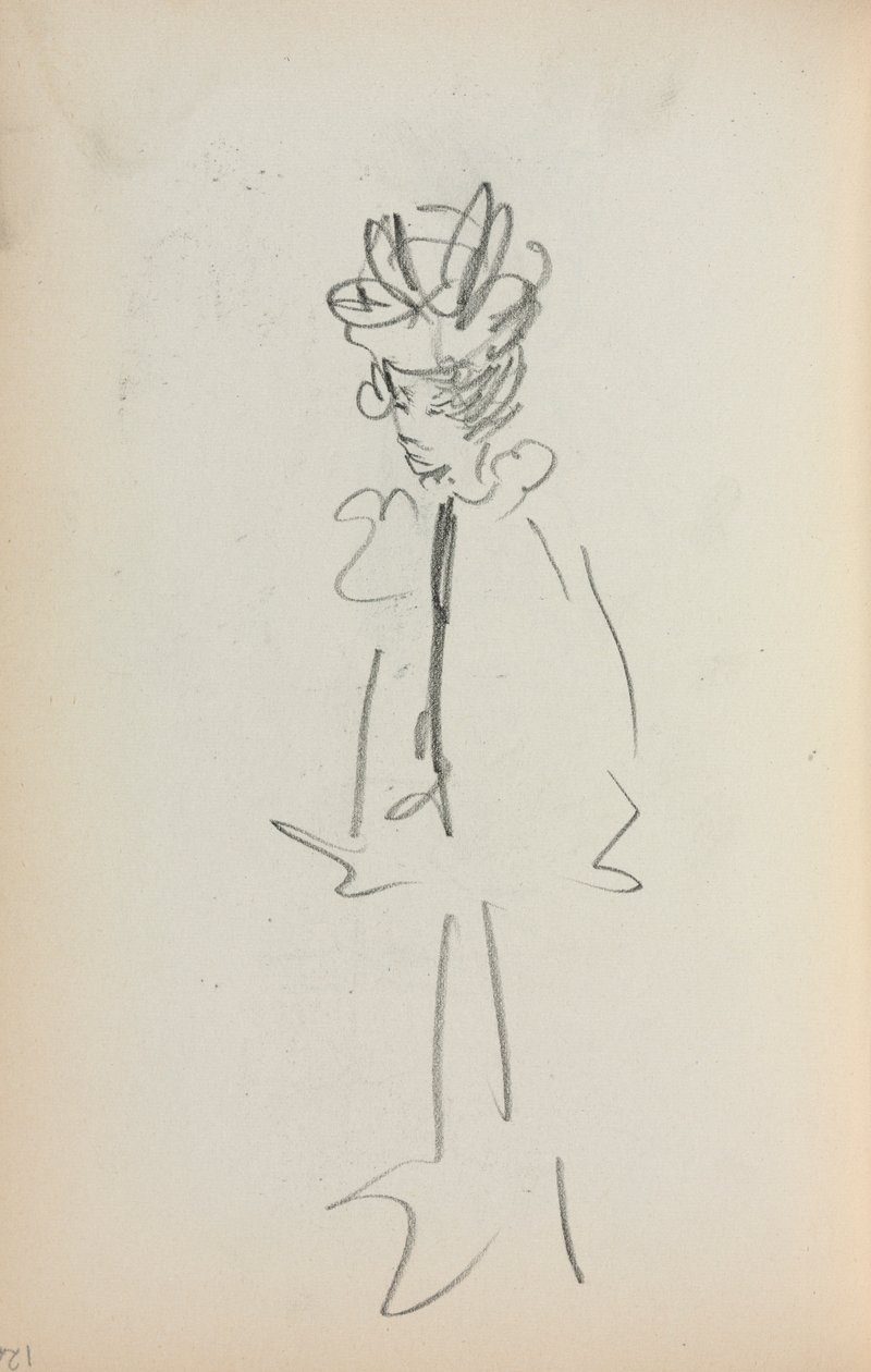 Italiaans Schetsboek: Staande Vrouw 34 Bekijk pagina 126, 1898-1899 door Maurice Brazil Prendergast