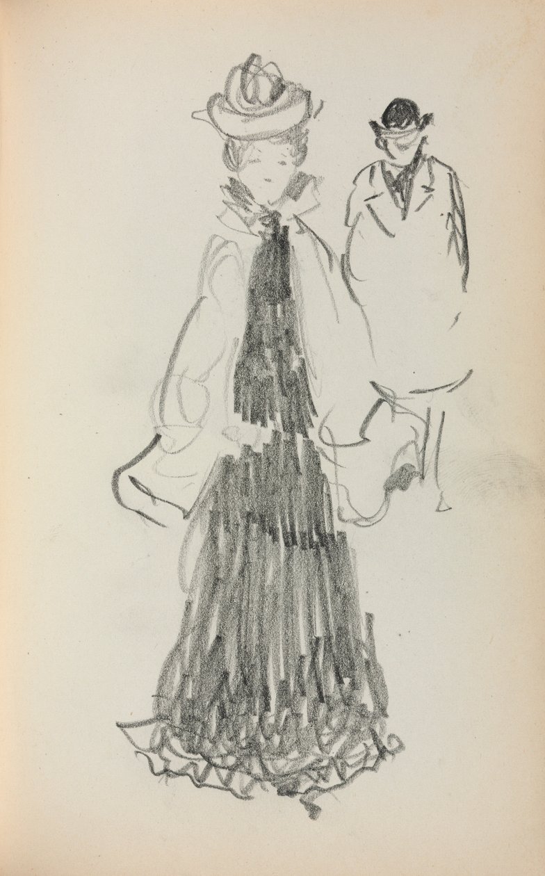 Italiaans schetsboek: Staande vrouw en man pagina 125, 1898-1899 door Maurice Brazil Prendergast