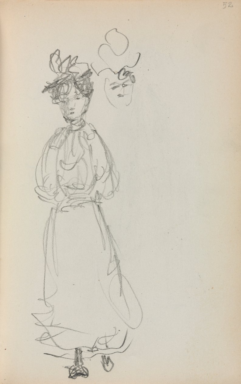Italiaans Schetsboek: Staande Vrouw, pagina 52, 1898-1899 door Maurice Brazil Prendergast