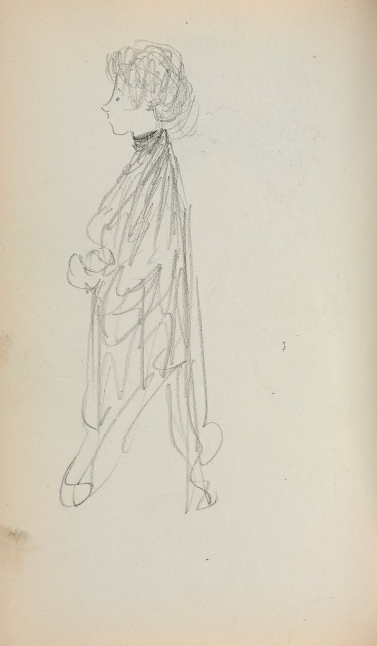 Italiaans schetsboek: Staande vrouw in profiel, pagina 51, 1898-1899 door Maurice Brazil Prendergast