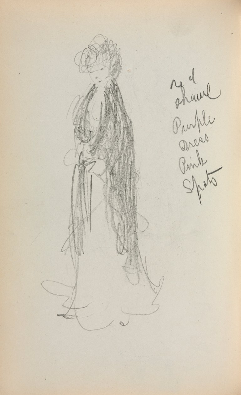 Italiaans schetsboek: Staande vrouw met sjaal pagina 53, 1898-1899 door Maurice Brazil Prendergast