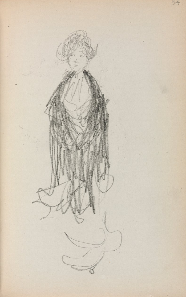 Italiaans schetsboek: Staande vrouw met sjaal pagina 54, 1898-1899 door Maurice Brazil Prendergast