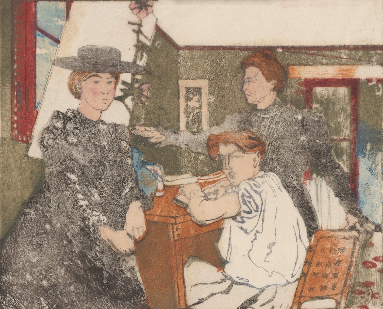 La Famille du graveur, 1898 door Maurice Delcourt