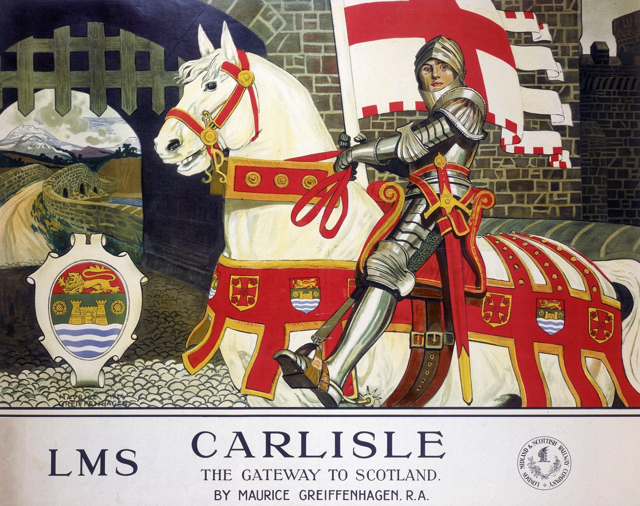 "Carlisle: De poort naar Schotland", LMS-poster door Maurice Greiffenhagen
