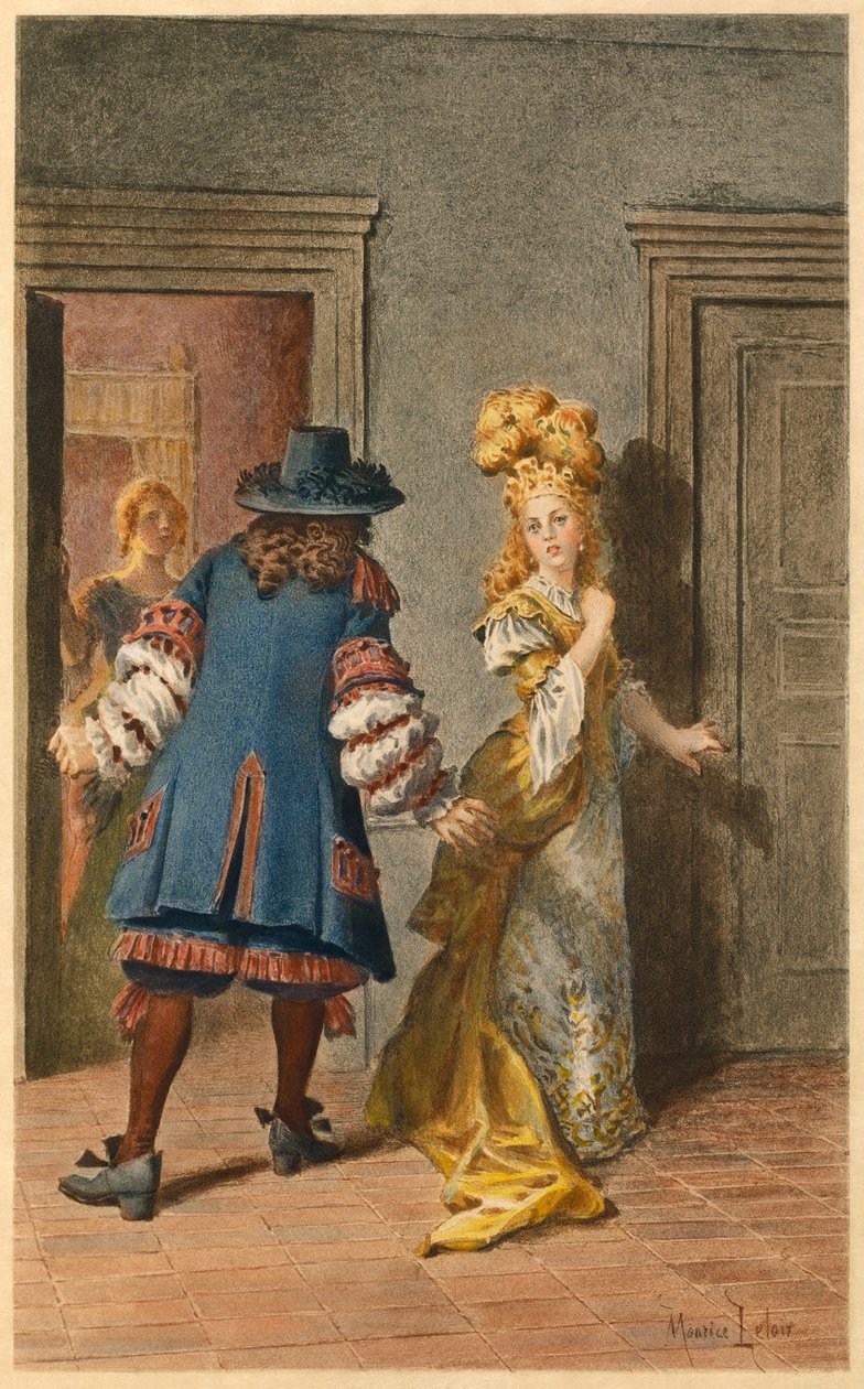 Moliere , Armande en Madeleine Bejart (illustratie) door Maurice Leloir