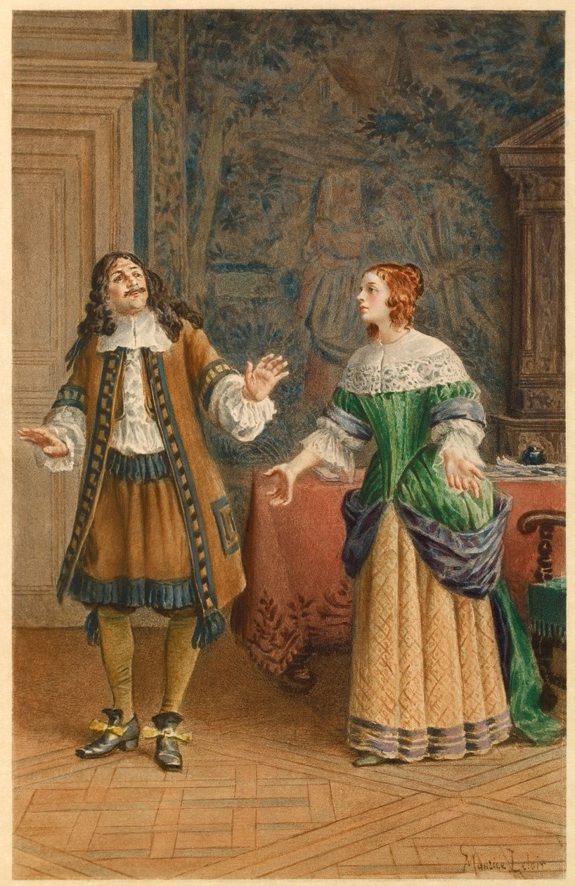 Moliere en Catherine de Brie (illustratie) door Maurice Leloir