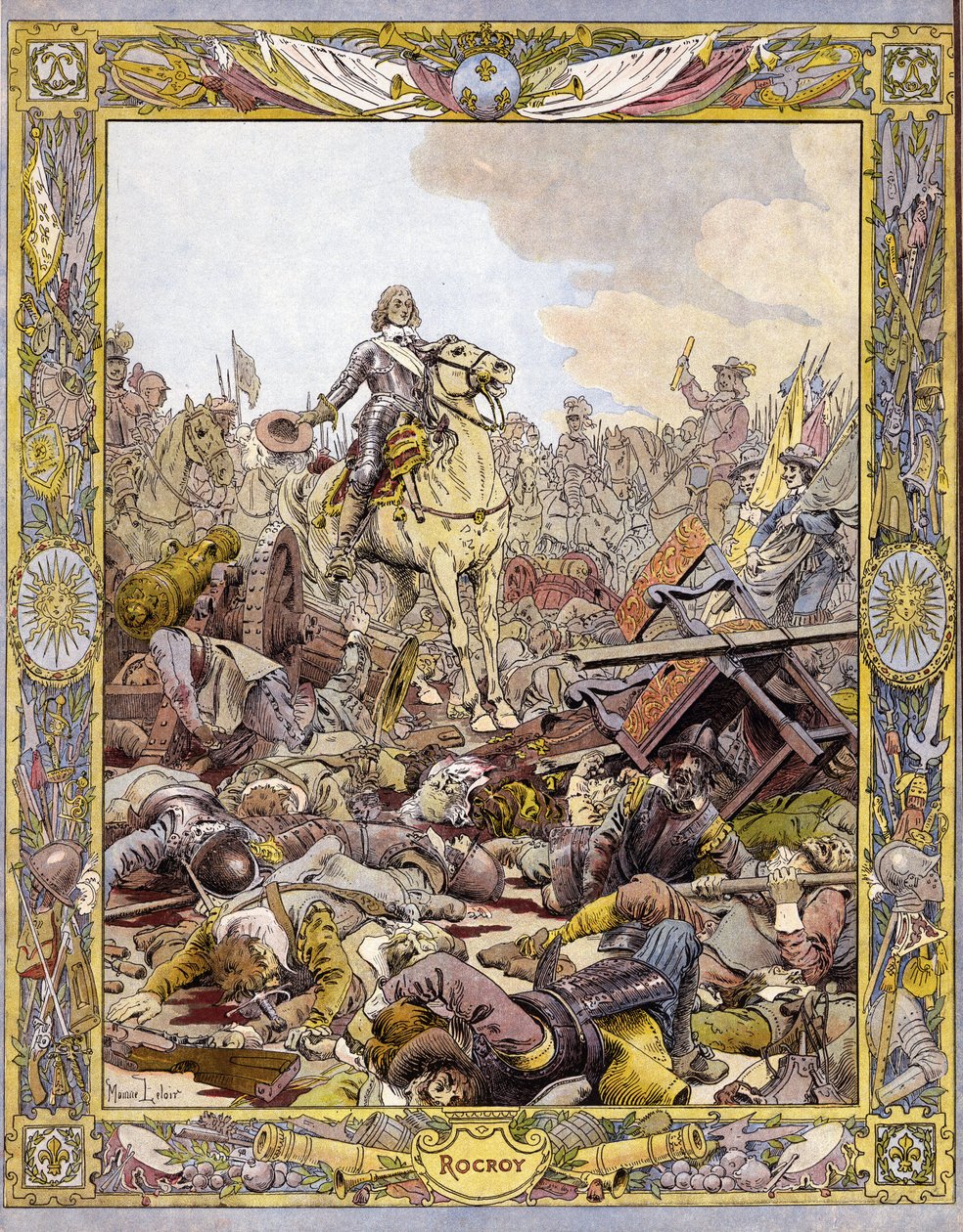 Prins Lodewijk II van Bourbon Condé, bekend als de Grote Condé, begroet het lijk van de Graaf van Fontaine bij de Slag bij Rocroi tegen de Spanjaarden, 19 mei. door Maurice Leloir