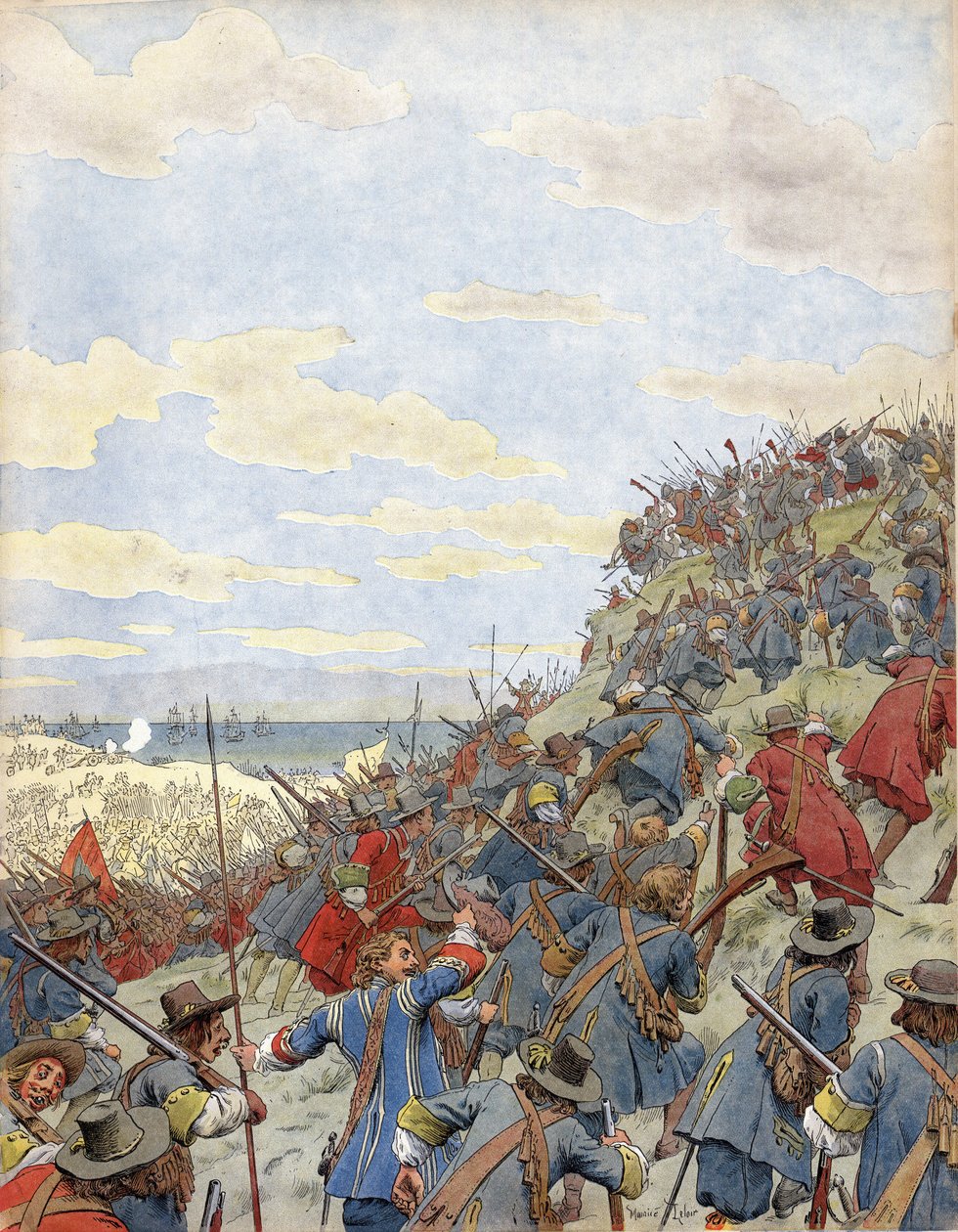 De Slag bij de Duinen (bij Duinkerken) door Maurice Leloir
