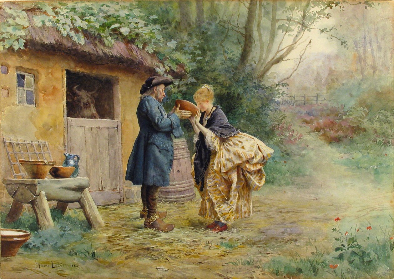 De Melkdrank, 1882 door Maurice Leloir