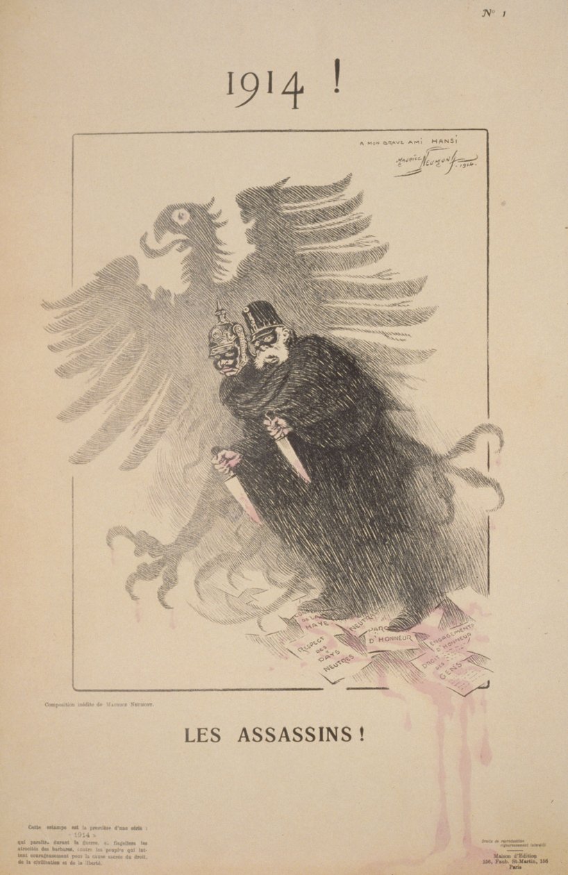 1914! De moordenaars! (litho) door Maurice Louis Henri Neumont