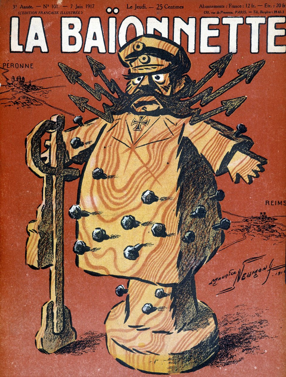 Cartoon van Hindenburg (1847 - 1934), Duitse maarschalk en staatsman. Illustratie van de omslag van de krant 