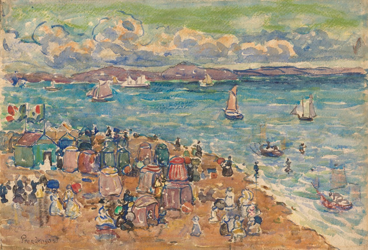 Strandscène, Saint-Malo door Maurice Prendergast