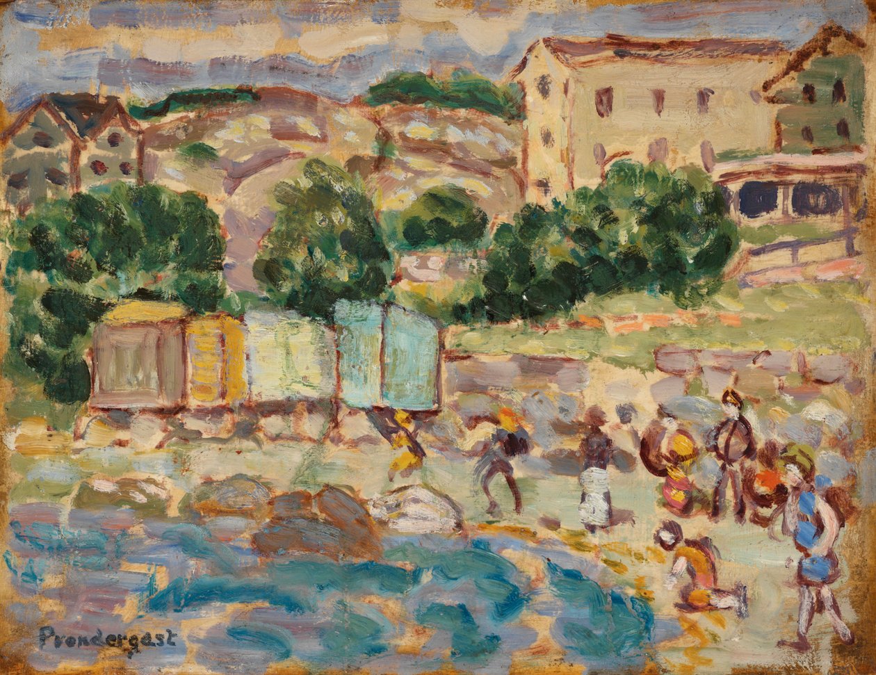 Strand en Dorp door Maurice Prendergast