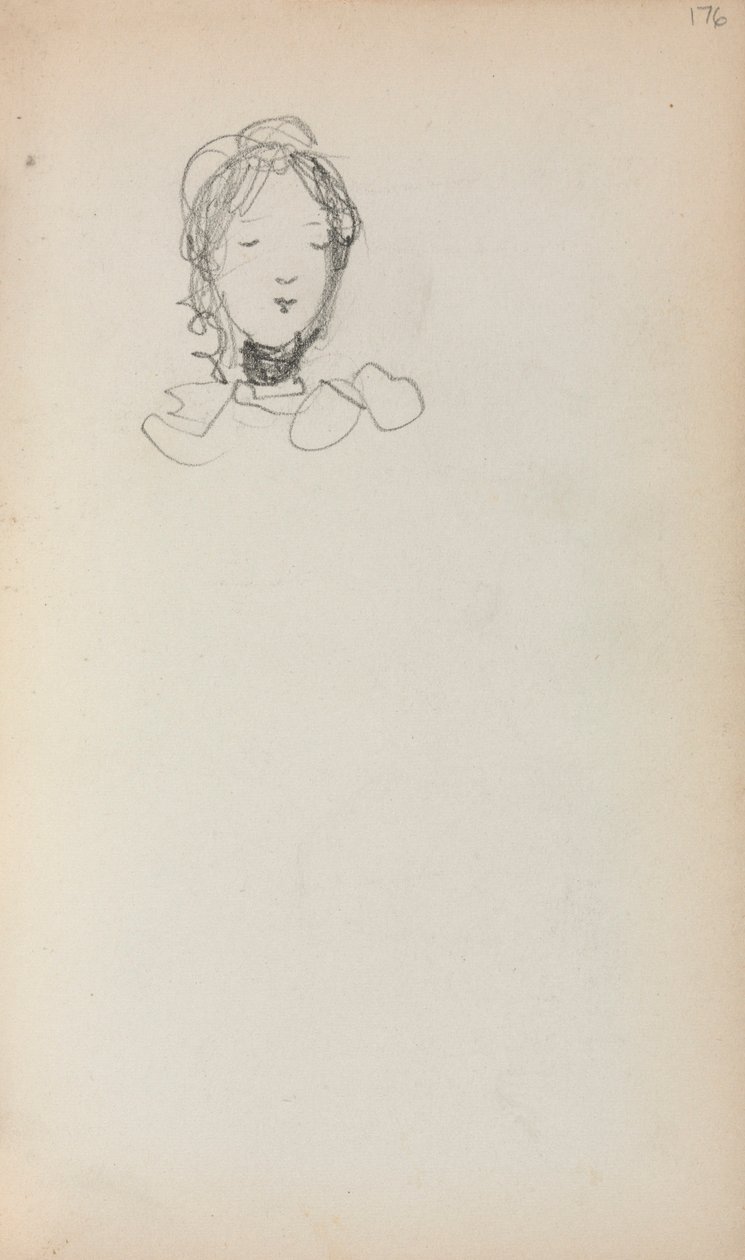 Italiaans schetsboek: Hoofd van een meisje (pagina 176) door Maurice Prendergast