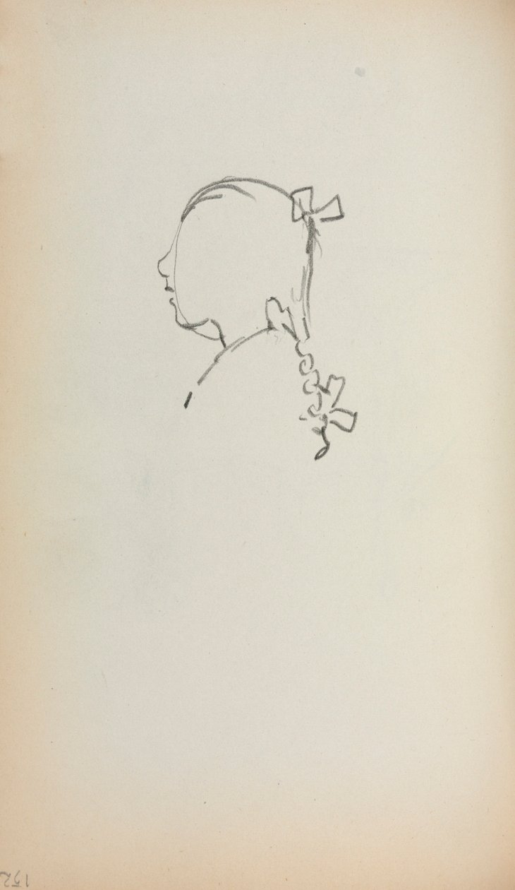 Italiaans schetsboek: Hoofd van een meisje in profiel (pagina 152) door Maurice Prendergast