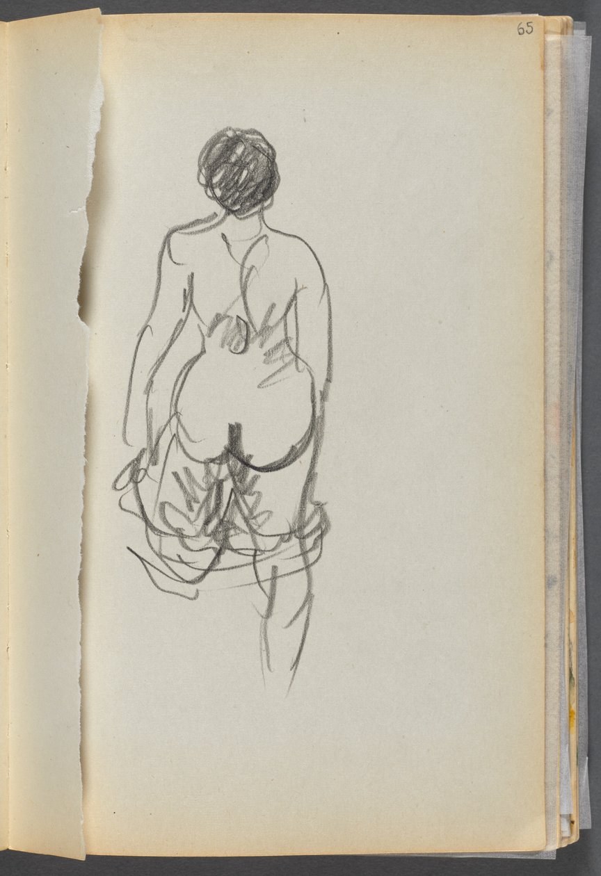 Schetsboek - The Granite Shore Hotel, Rockport, pagina 065: Naakte vrouw van achteren gezien door Maurice Prendergast