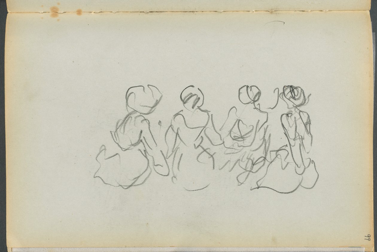 Schetsboek - The Granite Shore Hotel, Rockport, pagina 099: Zittende vrouwenfiguren door Maurice Prendergast