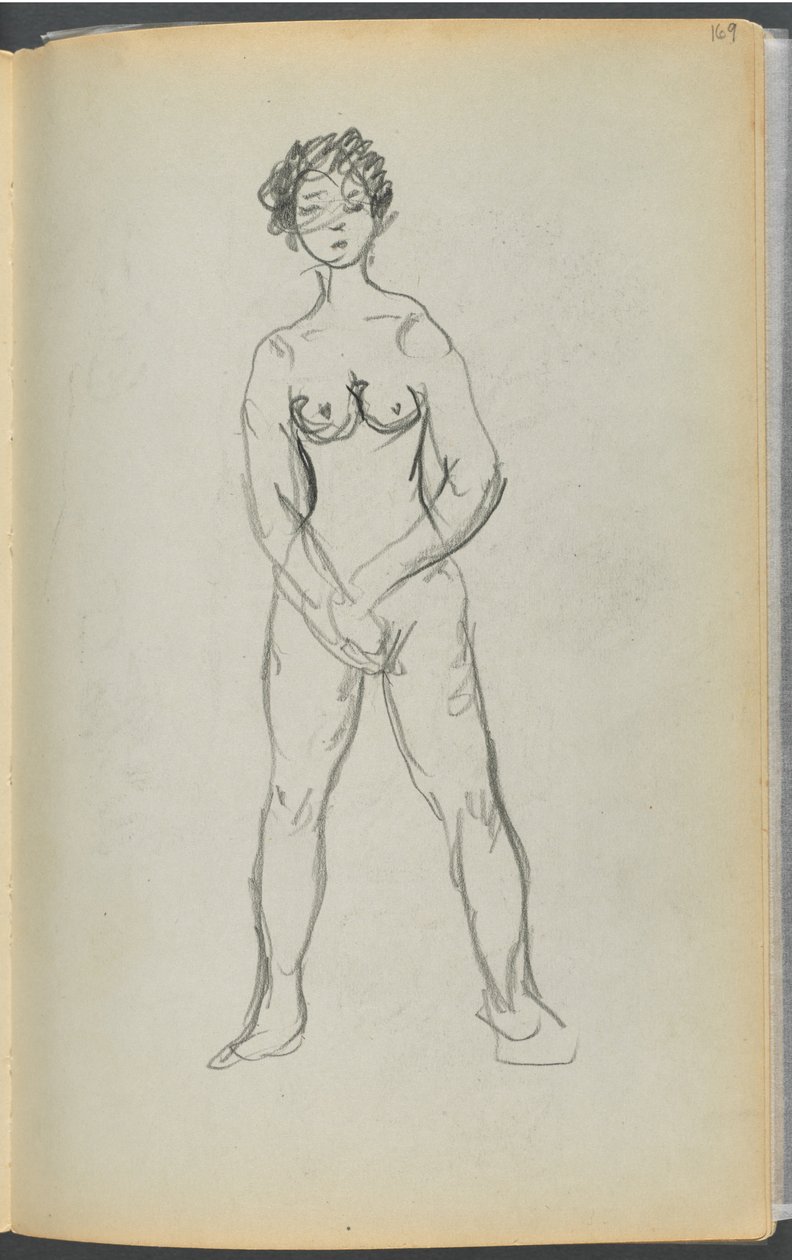 Schetsboek - Het Granite Shore Hotel, Rockport, pagina 169: Vrouwelijk naakt door Maurice Prendergast