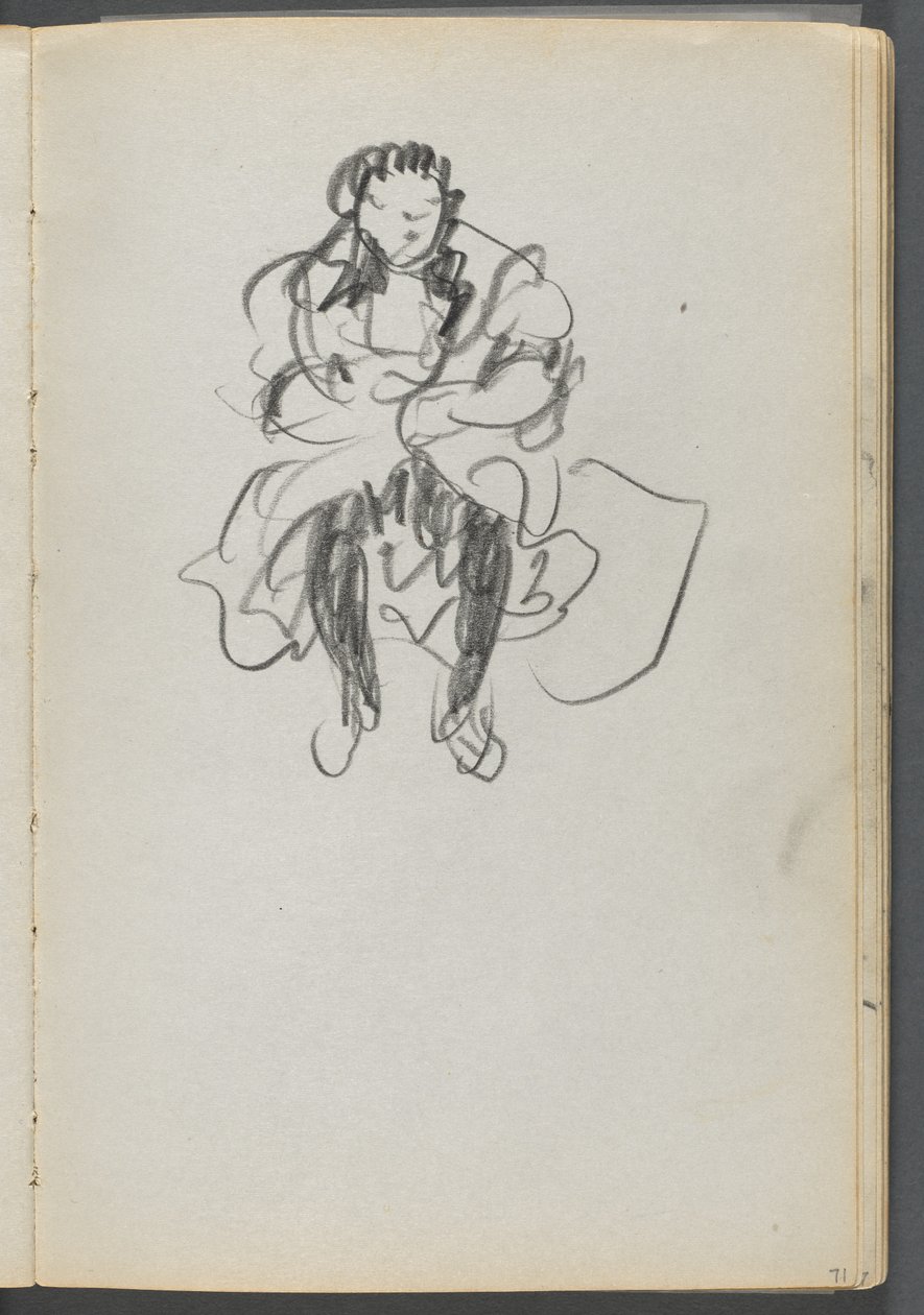 Schetsboek, The Dells, nr. 127, pagina 071: Zittende figuur door Maurice Prendergast