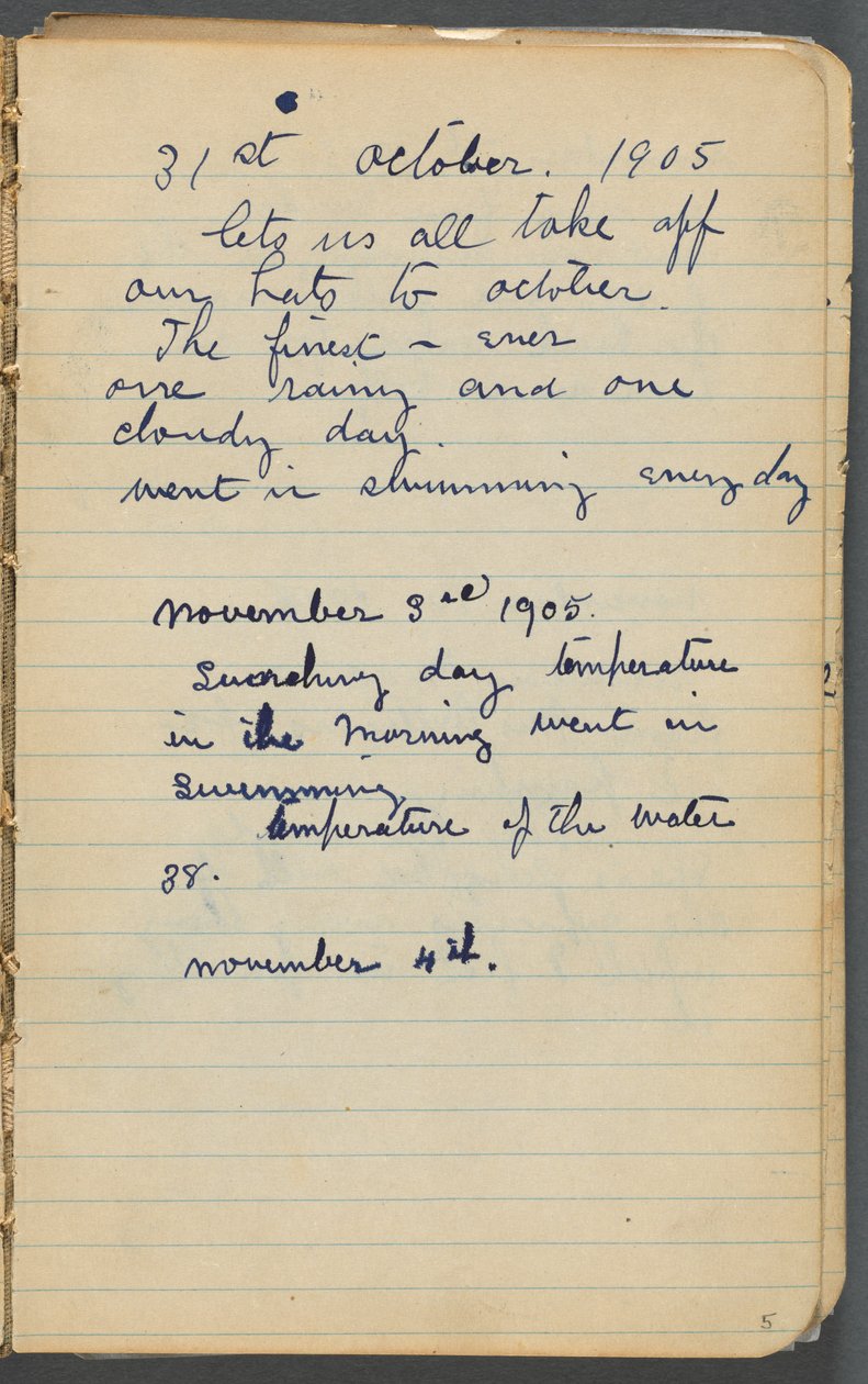 Schetsboek, pagina 005: Aantekeningen door Maurice Prendergast