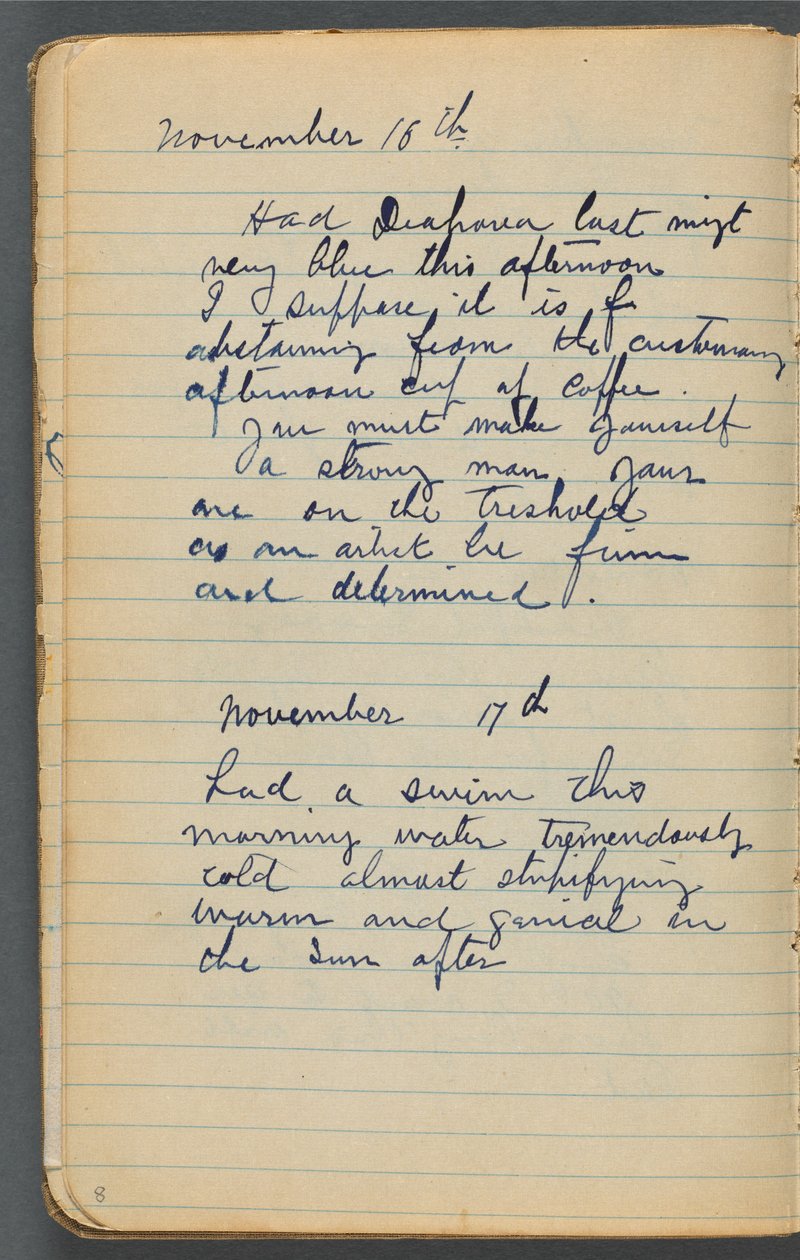 Schetsboek, pagina 008: Aantekeningen door Maurice Prendergast