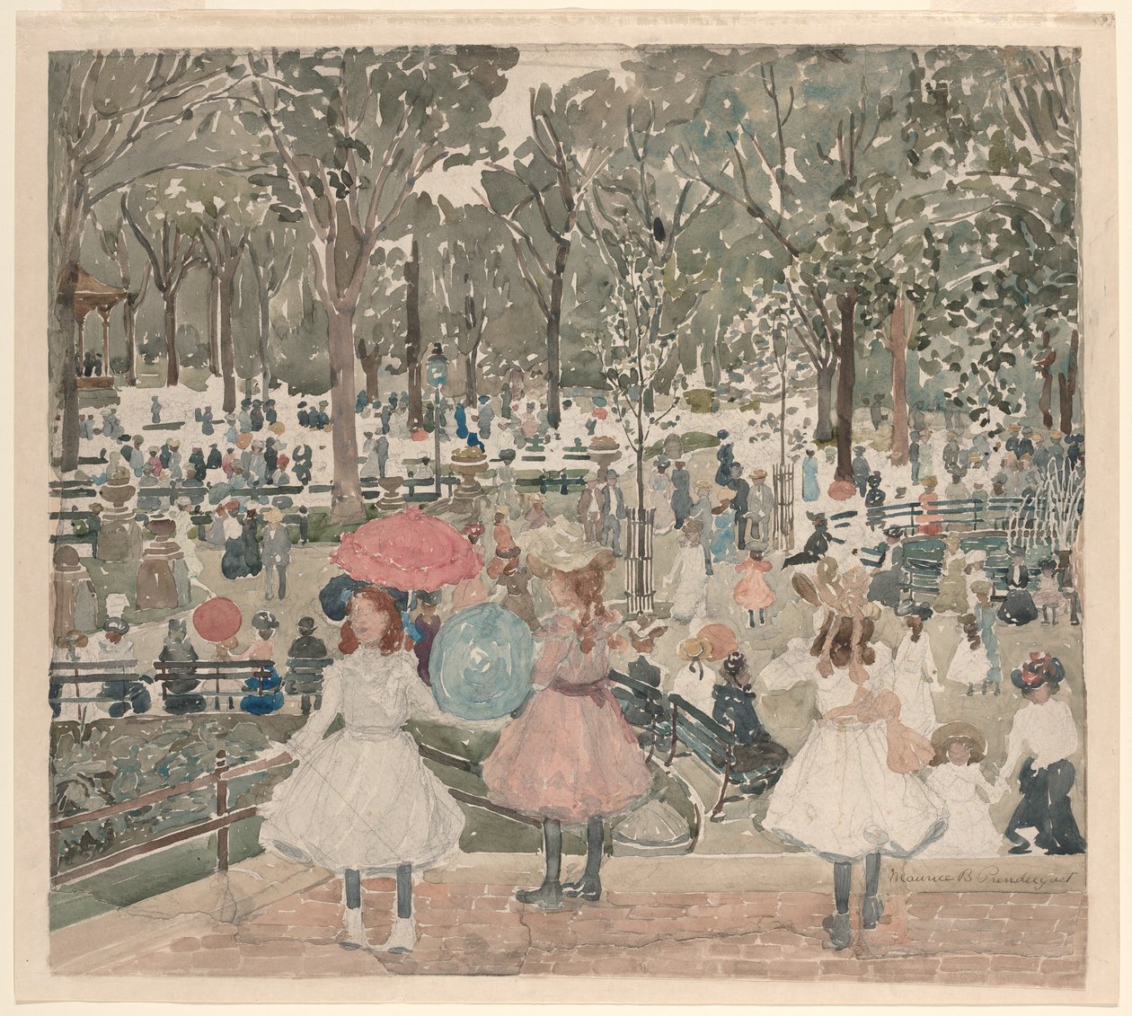 The Mall, Central Park door Maurice Prendergast