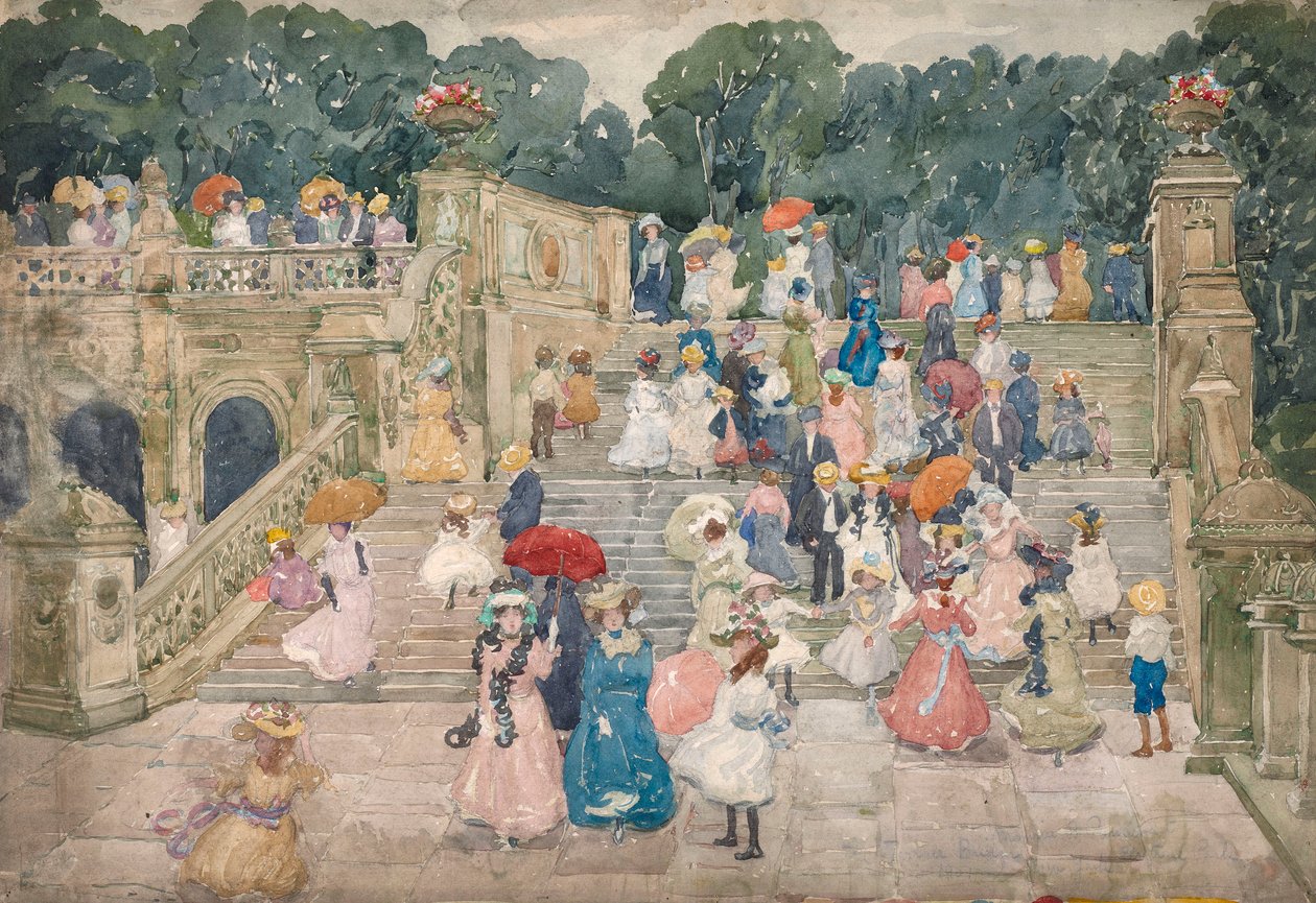 De terrasbrug, Central Park door Maurice Prendergast