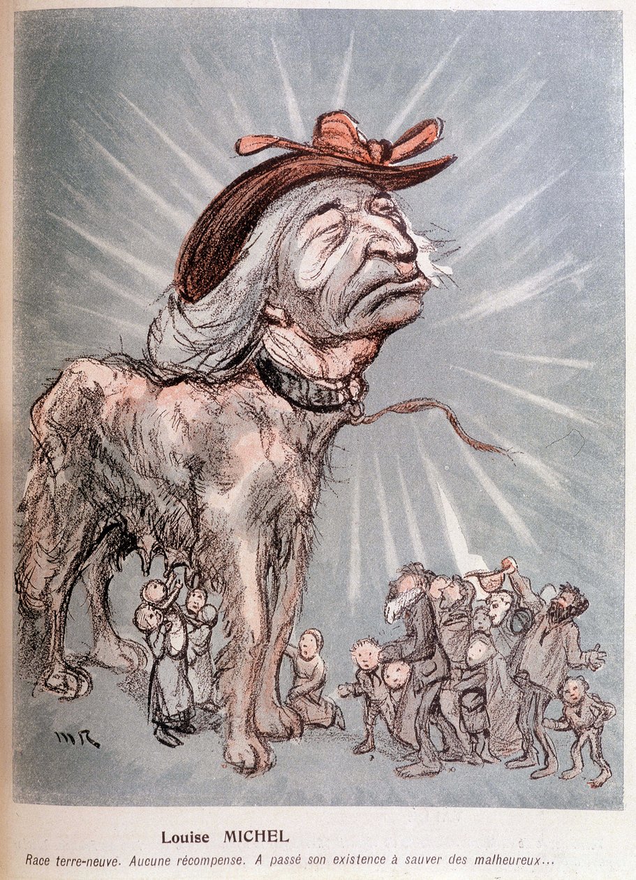 Cartoon van Louise Michel als een hond 