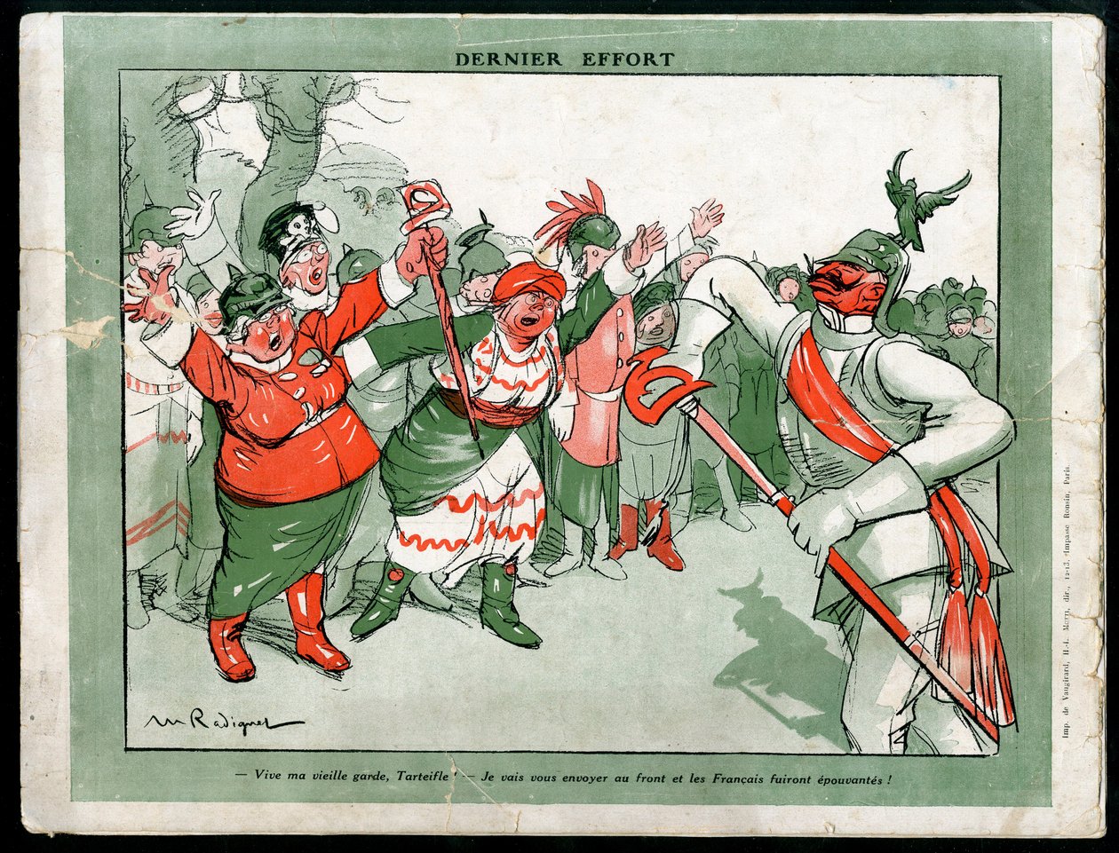 Illustratie van Maurice Radiguet in Mode in Duitsland, ca. 1915 - Laatste poging - Oorlog van 14-18, Duitsland Pruisen, Mode, Triplice - Wilhelm II door Maurice Radiguet