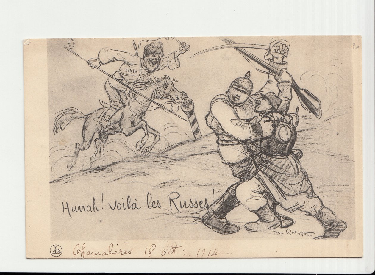 Ansichtkaart, Satirisch in ZW door Maurice Radiguet