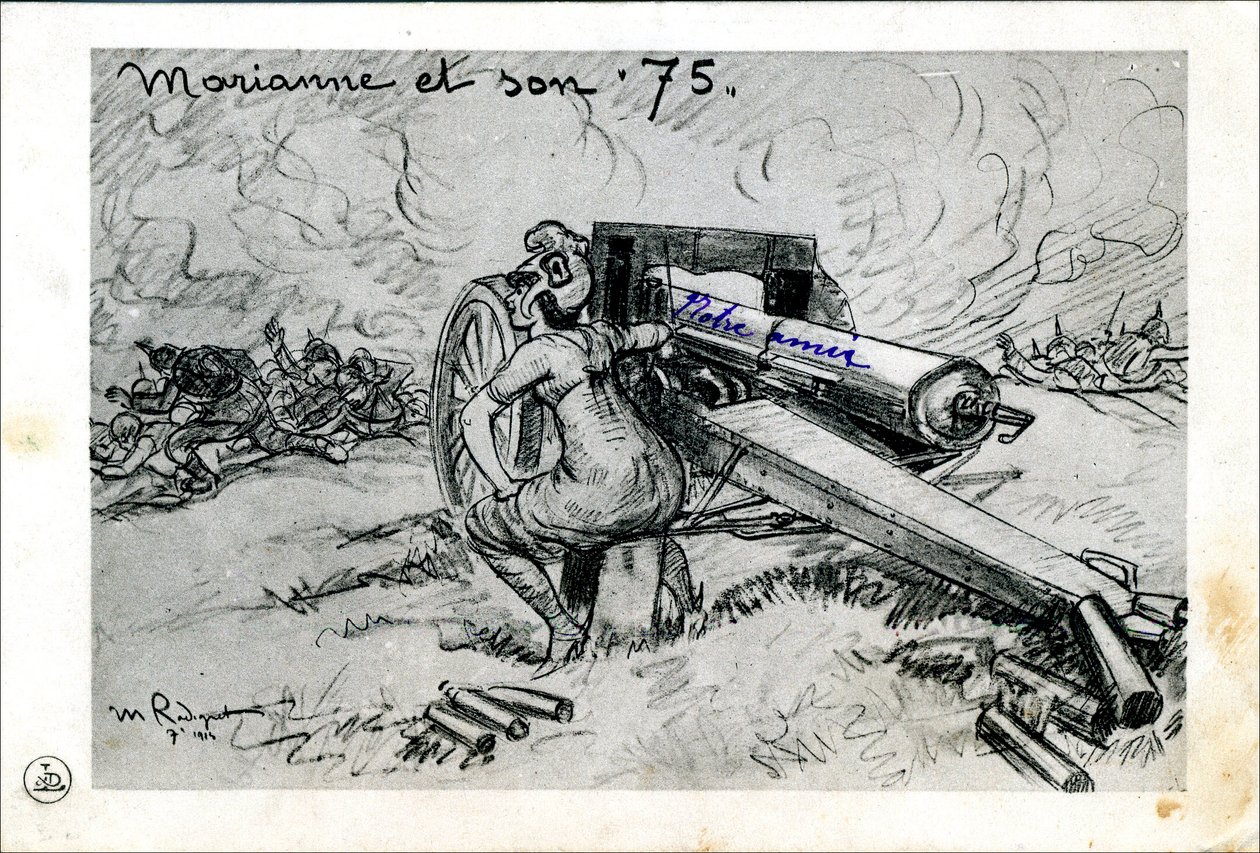 Ansichtkaart, Satirisch in zwart-wit door Maurice Radiguet