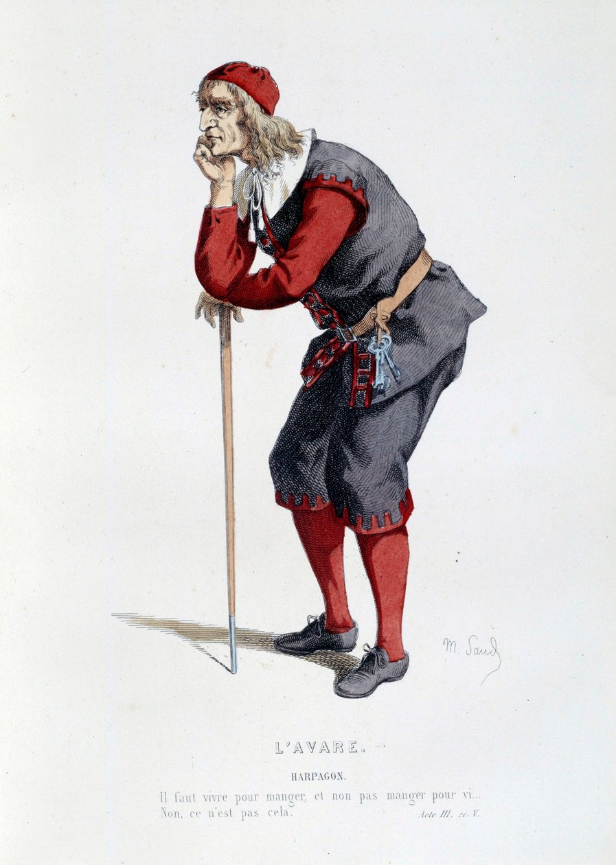 Kostuum voor het personage van Harpagon in het stuk 