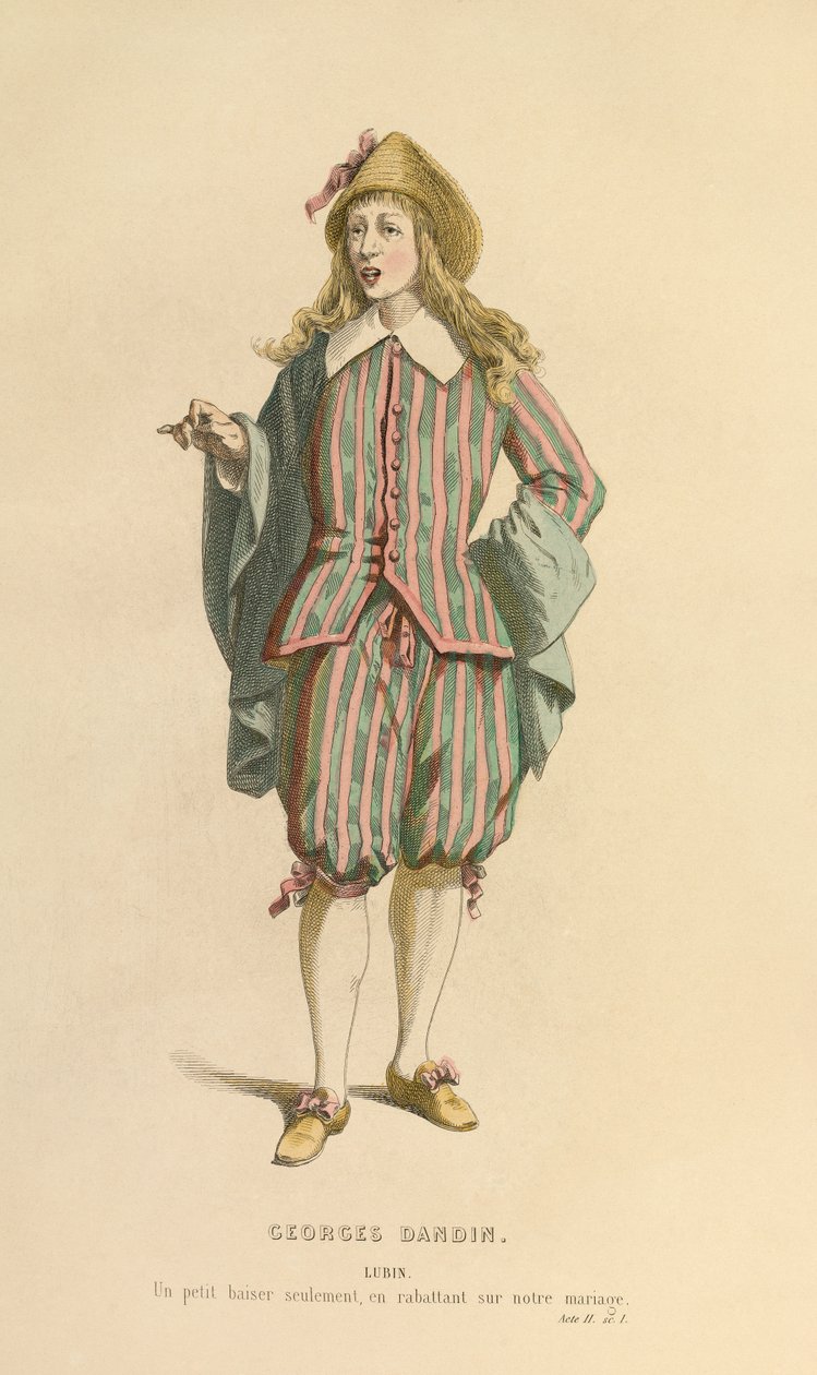Kostuum voor de rol van Lubin, ca. 1868 (gravure) door Maurice Sand