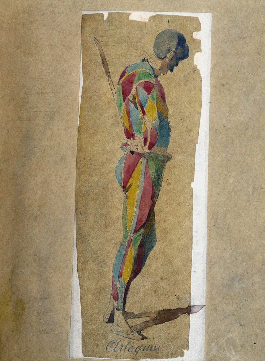 Harlekijn, uit Masques et bouffons (Italiaanse komedie), tekst en tekeningen door Maurice Sand, gravures door A. Manceau, voorwoord door Georges Sand door Maurice Sand